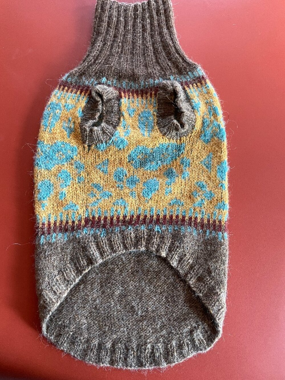 Hand Knit Dog Sweater - 100% Wool - M/L